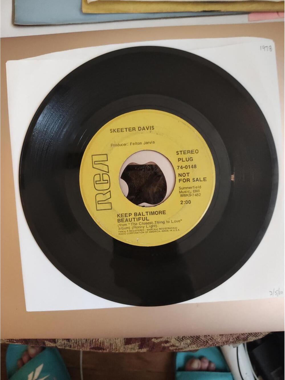 PROMO - Skeeter Davis - Keep Baltimore beautiful-vinyl 45 NM
